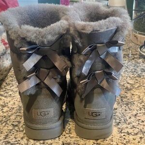 UGG Charcoal Boots with Ribbon Accents